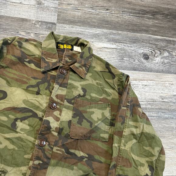 Vintage Kmart Camoflauge Mens Medium Button Down Shirt Jacket Cargo 70s 80s - Picture 2 of 7